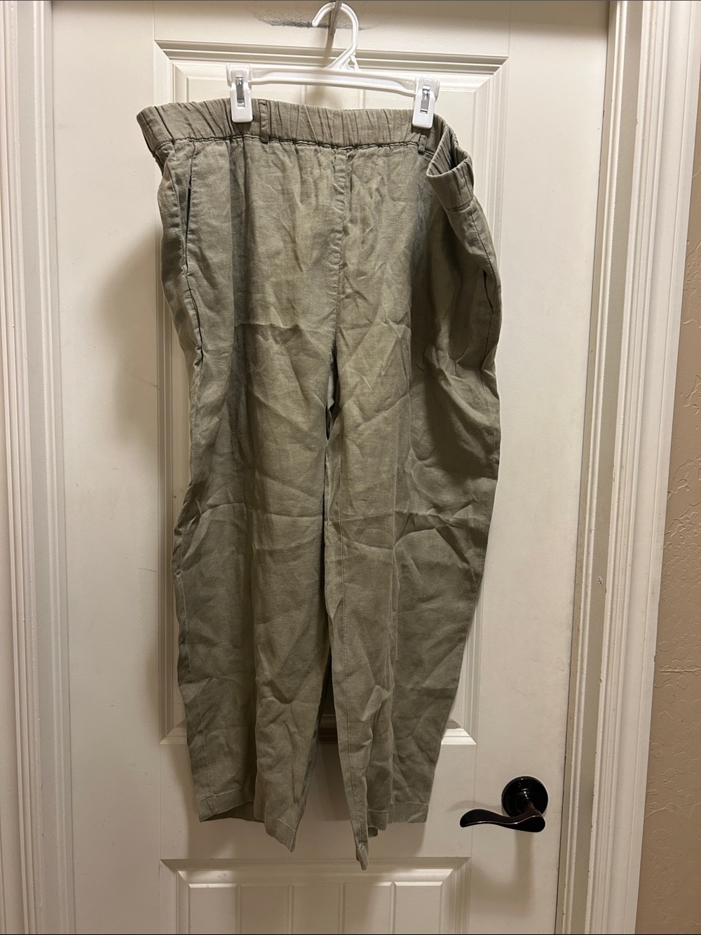 Quince olive green linen capris